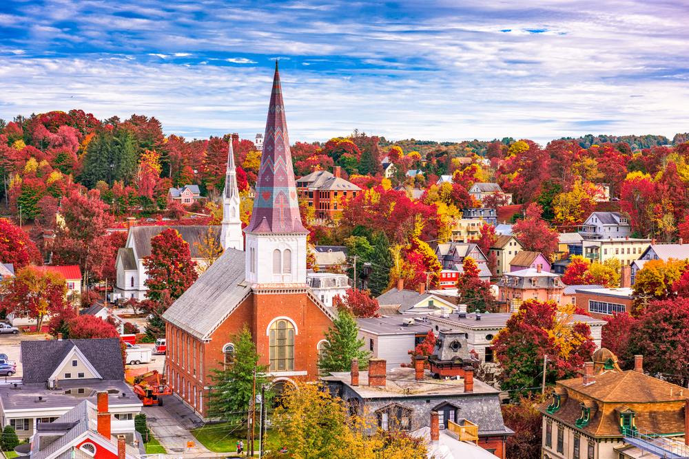 Montpelier,,Vermont,,Usa,Town,Skyline,In,Autumn.